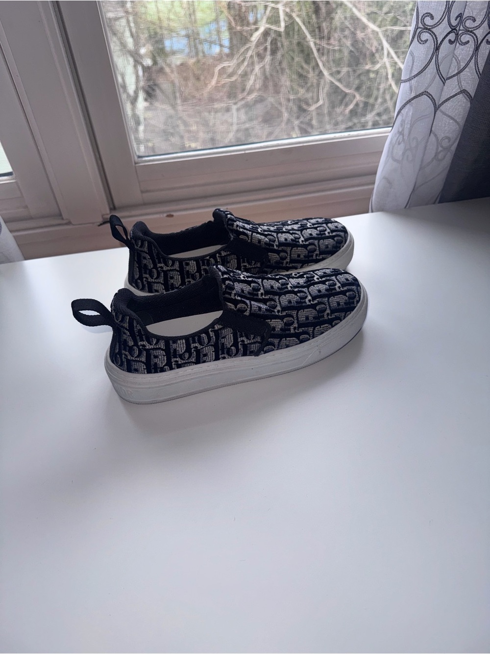 Dior Black and White Monogram Slip-On Sneakers - Picture 2 of 2